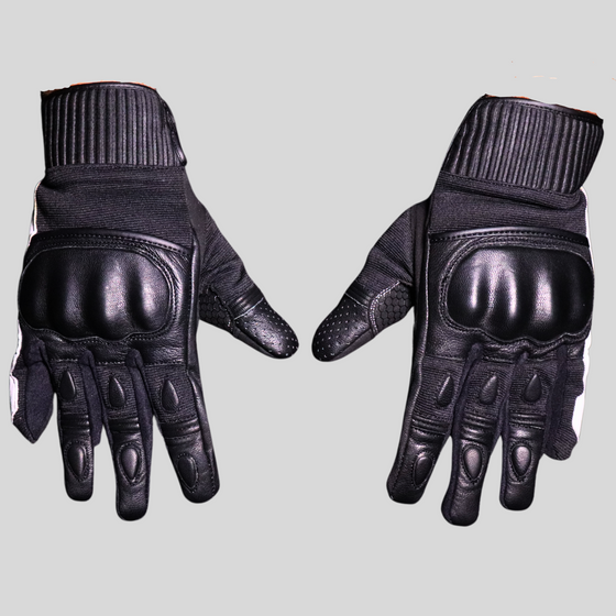 Lone Ranger Route IV Leather Motorcycle Gloves -White Black